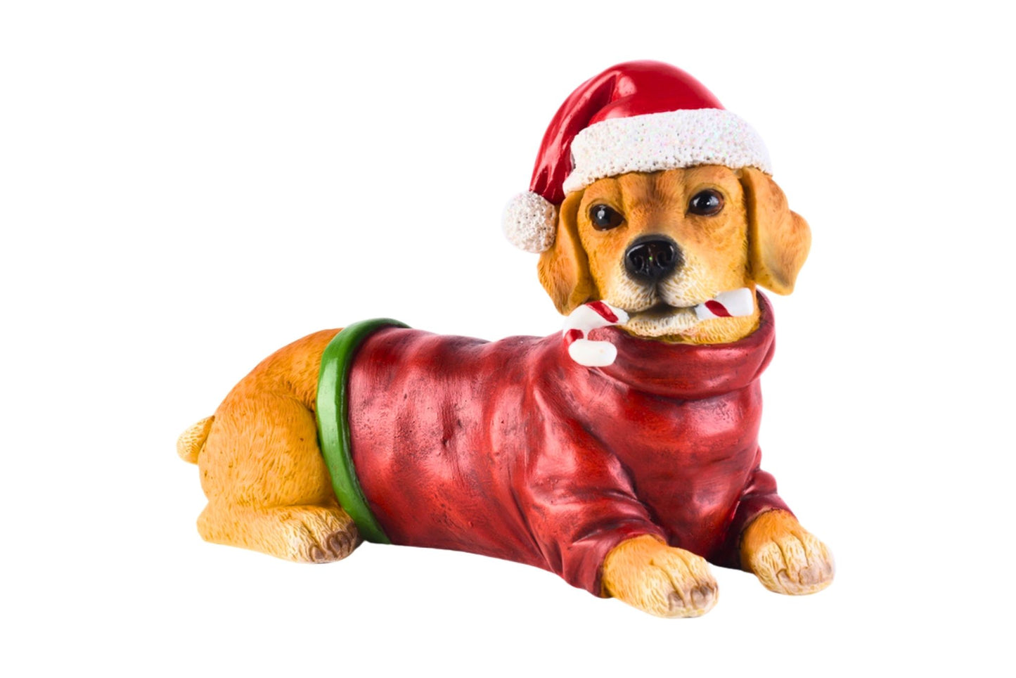 Resin Dachshund Dog w/Candy Cane 22x9.5x15cm