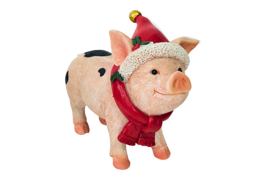 Resin Xmas Pig 17.5x7.5x14.5cm