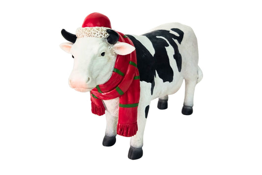 Resin Xmas Cow 26.5x8.5x18cm