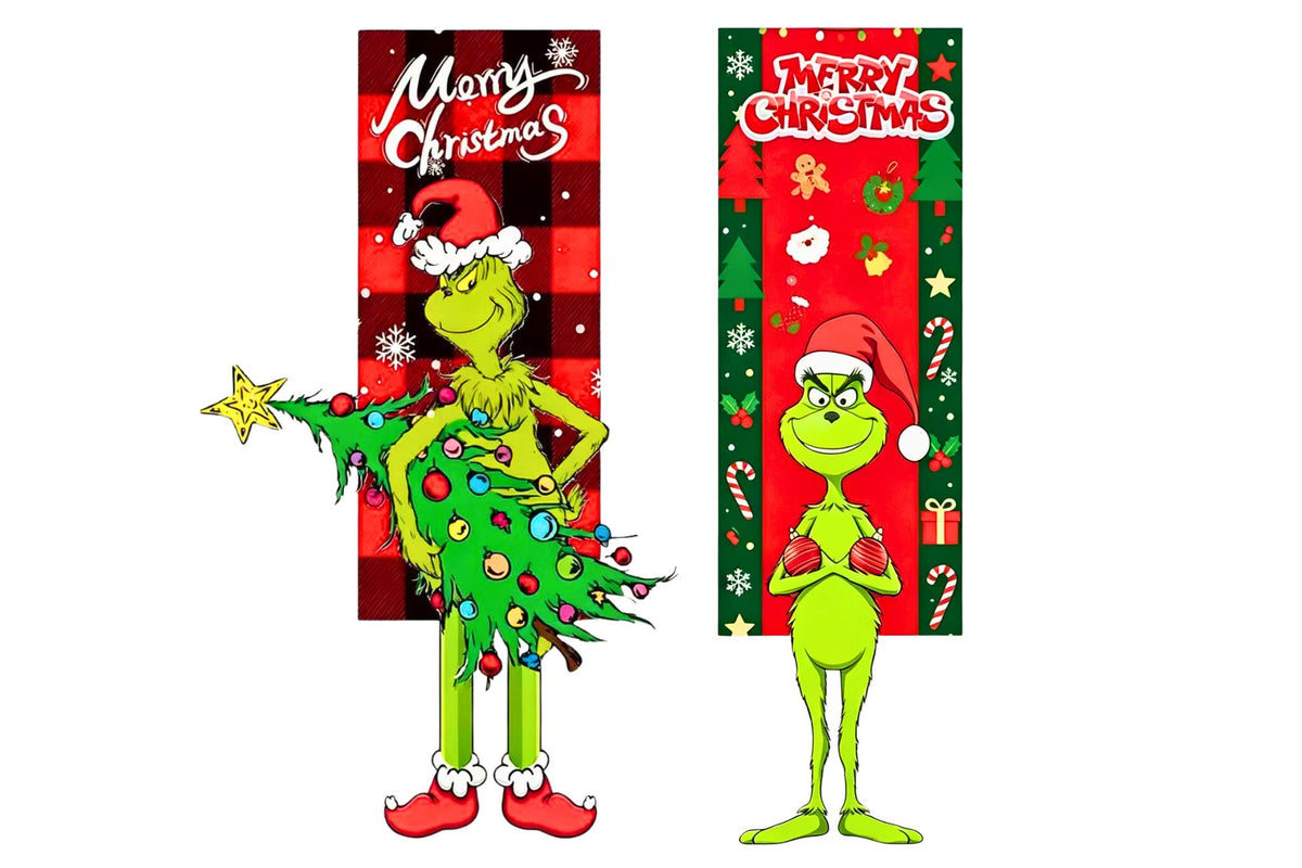 Grumpy Green Xmas Hanging Banner 180x30cm 2 Asstd