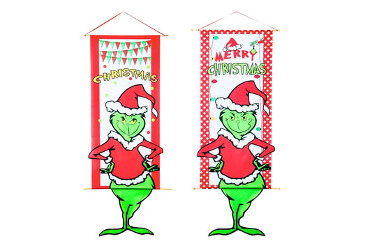 Grumpy Green Xmas Hanging Banner 48x115cm 2 Asstd