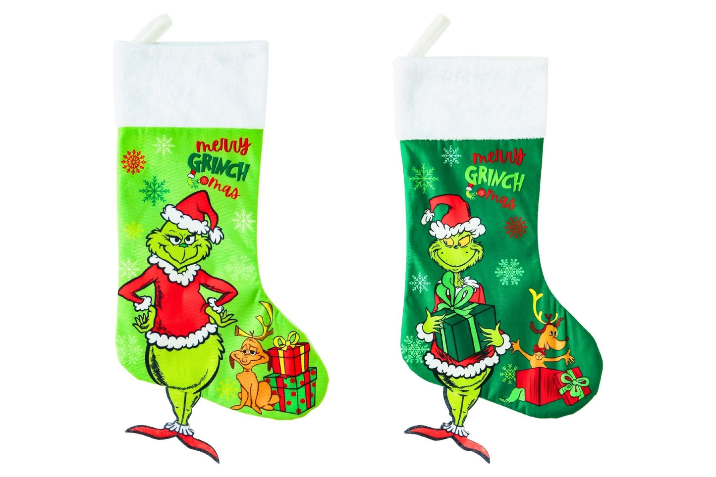 Grumpy Green Xmas Stocking 28x43x50cm 4 Asstd