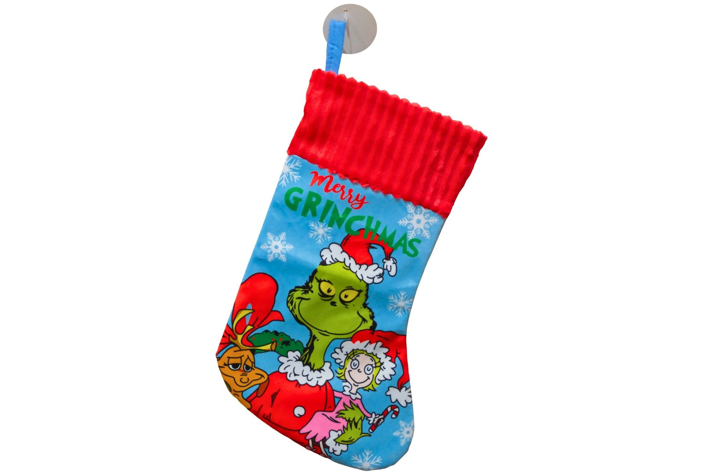 Plushed Stocking Printed Grumpy Green 20x35cm 4 Asstd