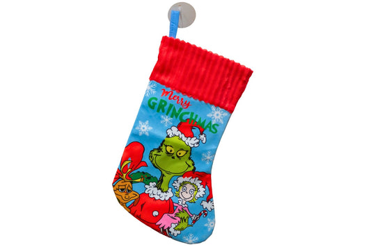 Plushed Stocking Printed Grumpy Green 20x35cm 4 Asstd