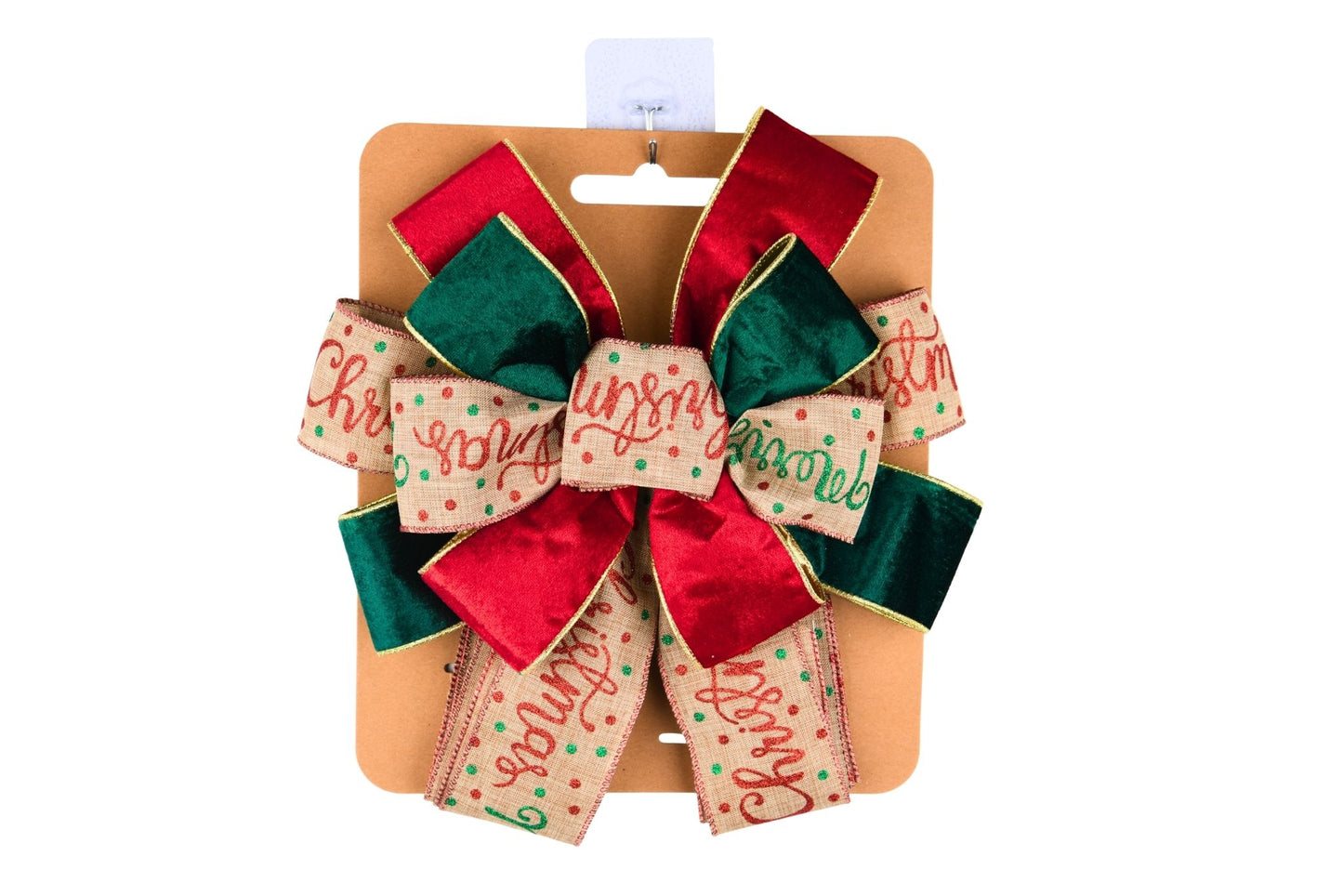 Ribbon Bow Green/Red/Green Merry Christmas 30x100cm