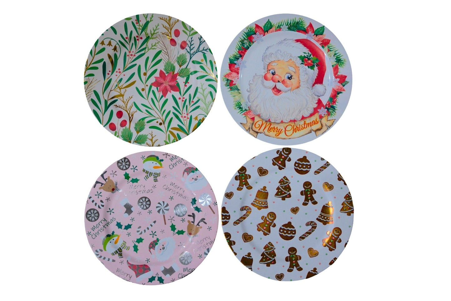 Plastic Plate Christmas 33cm 4 Asstd