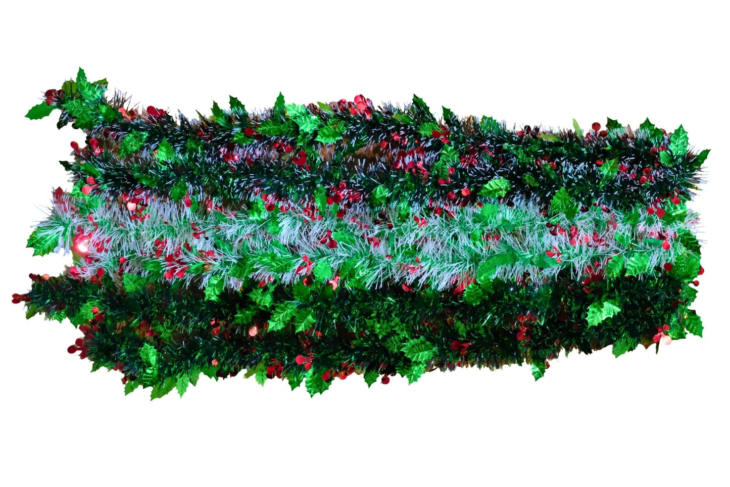 Tinsel Green/White/Red 9cm x 2m