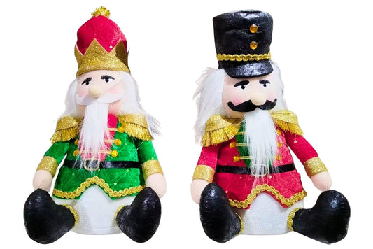 Plush Sitting Nutcracker Soldiers 30cm 2 Asstd