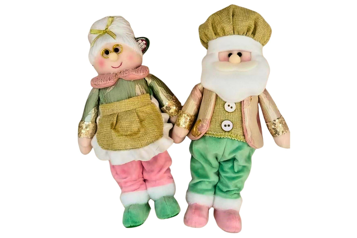 Plush Santa & Mrs Claus 34cm 2 Asstd