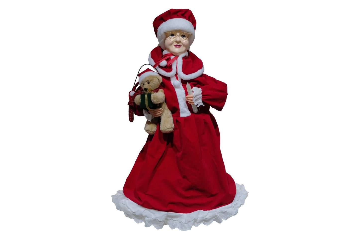Moving Mrs Santa w/Music & LED, Motion & Sound Sensor, Collapsible, 9V 1.0A Adaptor 110 cm