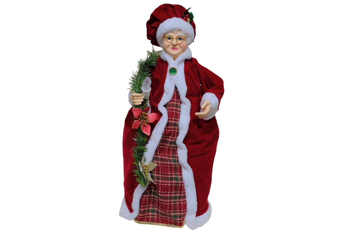 Mrs Santa Holding Flower w/Light & Sound 60cm