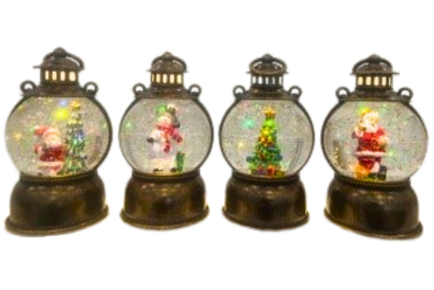 USB Snow Globe w/Light & Music 11.5x11.5x20.5cm 4 Asstd