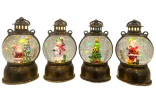USB Snow Globe w/Light & Music 11.5x11.5x20.5cm 4 Asstd