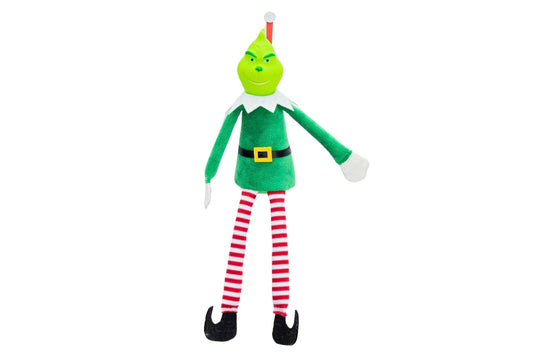 Elf Grumpy Green Long-Leg Hanging Ornament 6x5x29cm 2 Asstd Red/Green