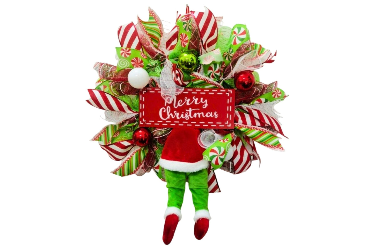 B/O Sensor Kicking-Legs Wreath Grumpy Green w/Music 60x70cm