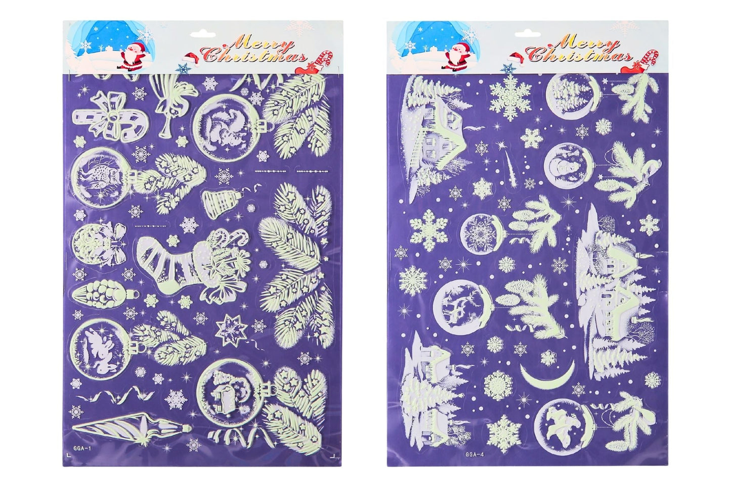 Glow in the Dark Christmas Stickers 32x50cm 6 Asstd