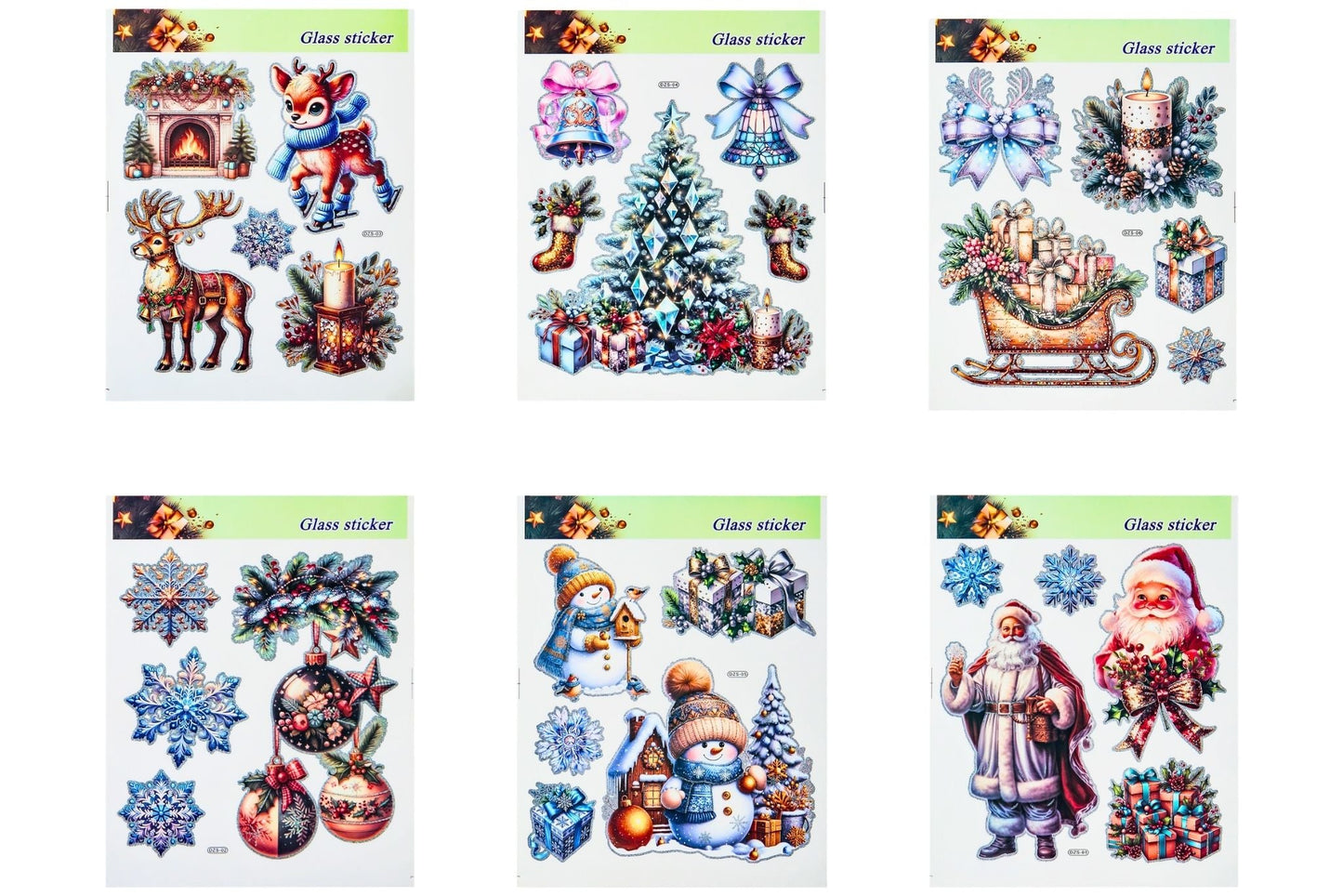 Jumbo Glitter Christmas Stickers 31x38cm 4 Asstd