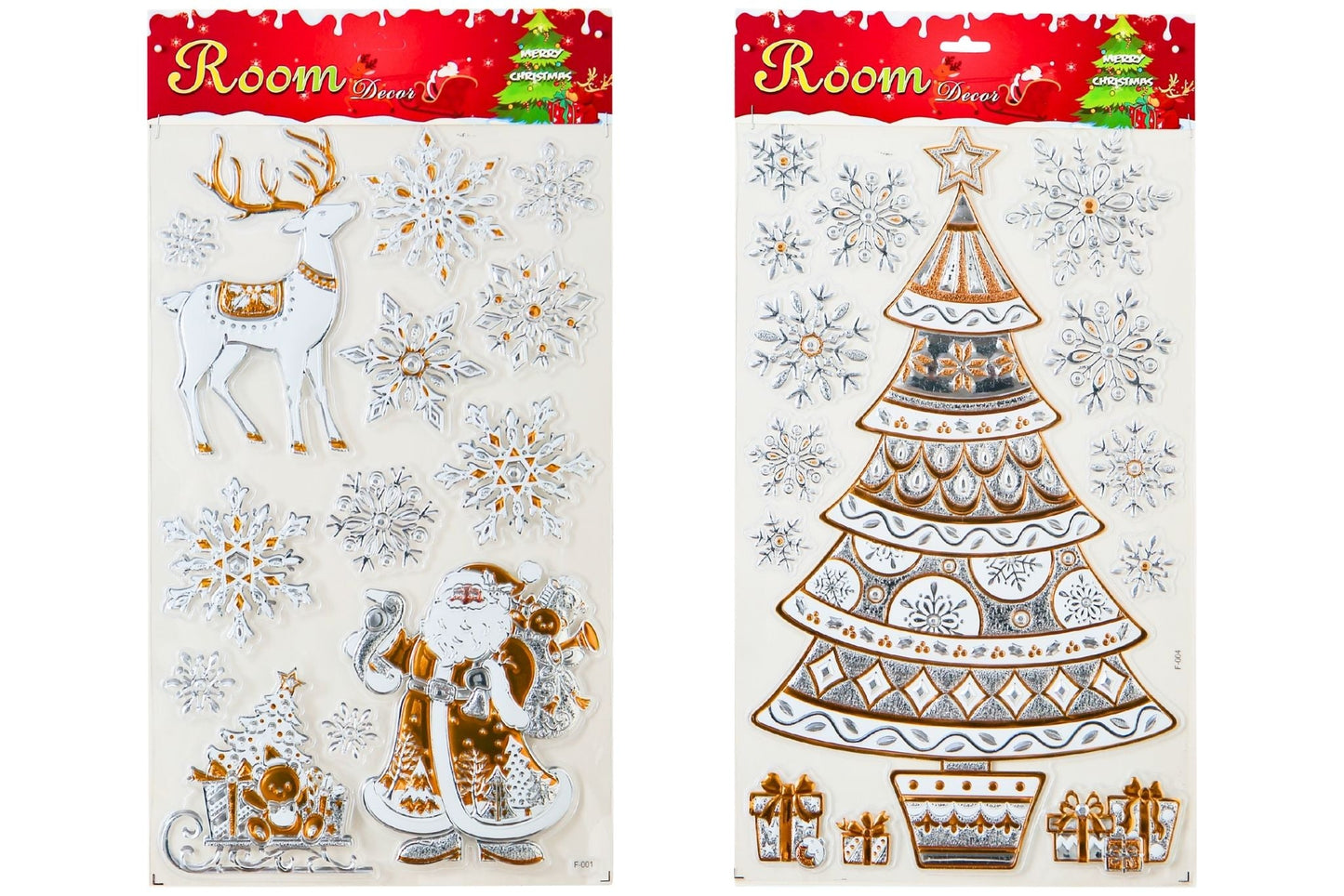 Gold & Silver Christmas Stickers 25x46cm 6 Asstd