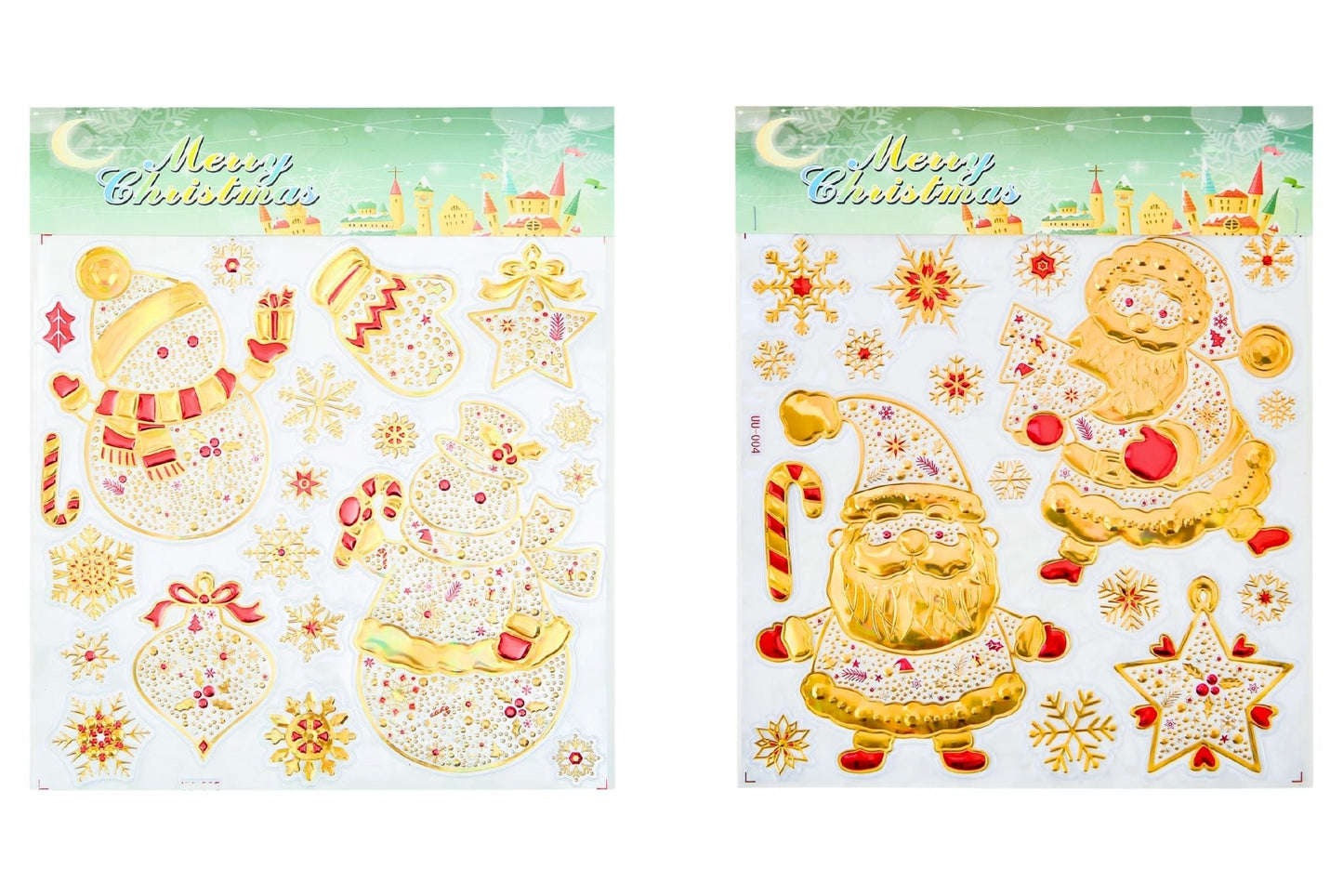 Gold & Red Christmas Stickers 31x37cm 12 Asstd