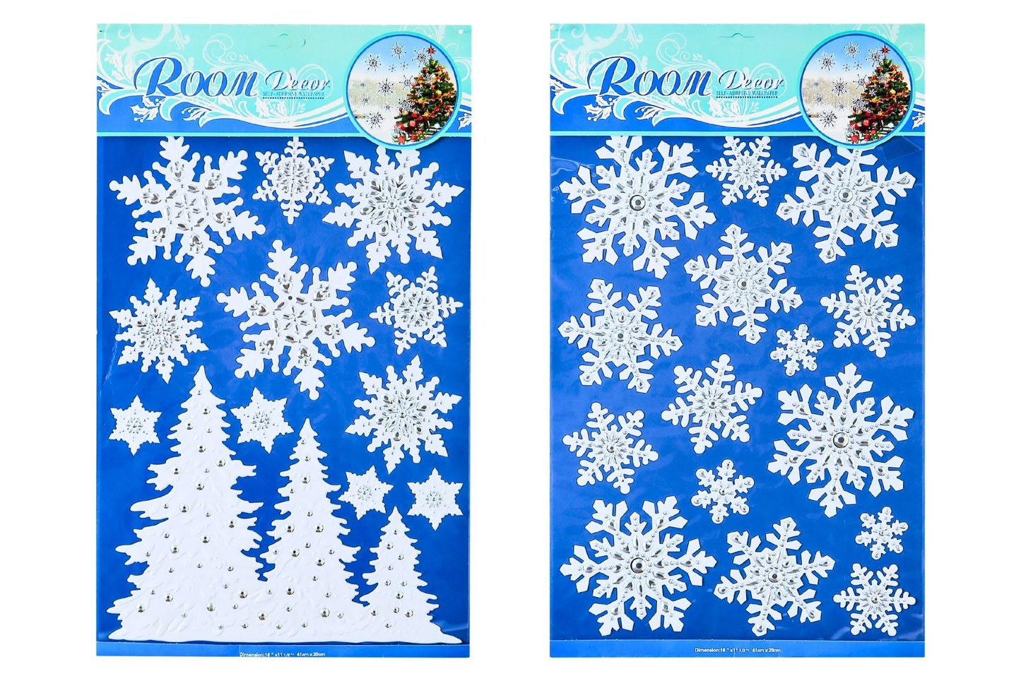 3D White & Silver Christmas Stickers 30x50cm 4 Asstd