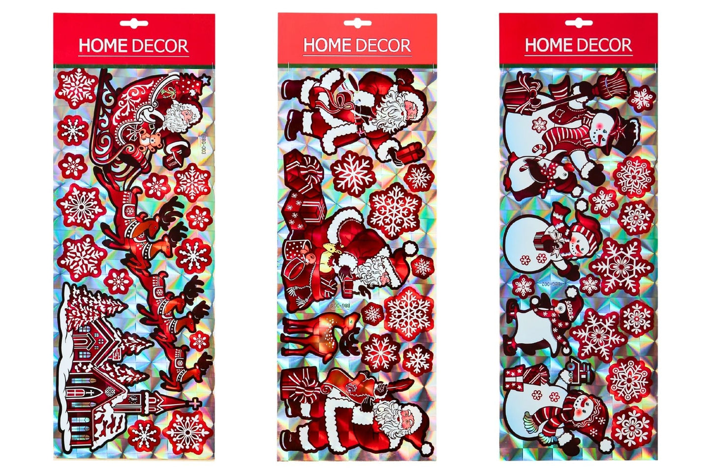 Foil Christmas Stickers 20x57cm 3 Asstd