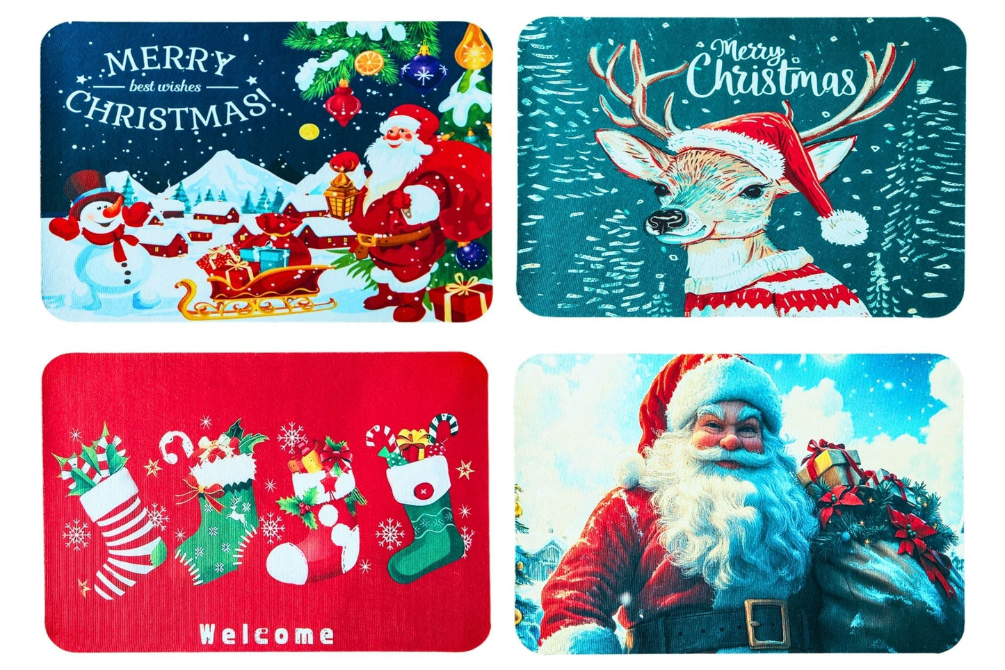 Xmas Door Mat 60x40cm 4 Asstd
