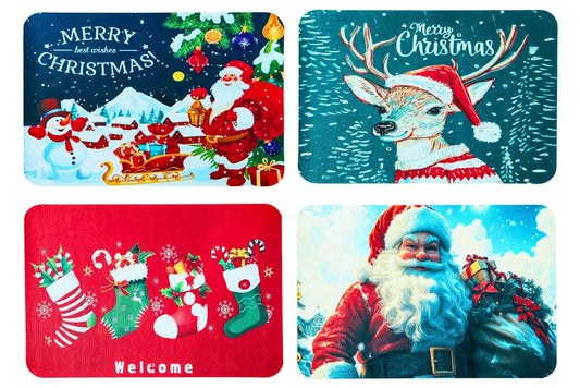 Xmas Door Mat 60x40cm 4 Asstd