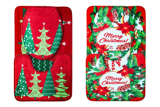 Xmas Bathroom 3pc Set 4 Asstd