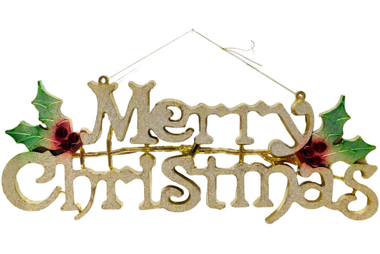 Plastic Glitter Gold Merry Christmas Sign 70x22cm