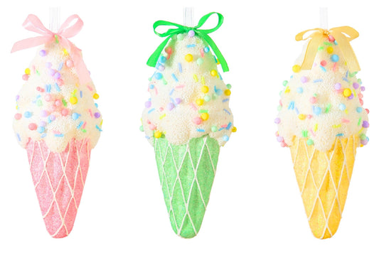 Xmas Ornament Ice Cream 8.5x17cm 3 Asstd