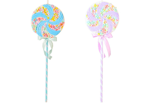 Xmas Ornament Lillipop Blue 14x3x37cm 2 Asstd