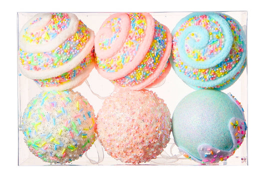 Xmas Ornament Pastel Collection Pk6 8cm