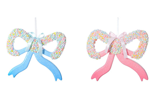 Xmas Ornament Sprinkled Bow 26x4x21cm 2 Asstd
