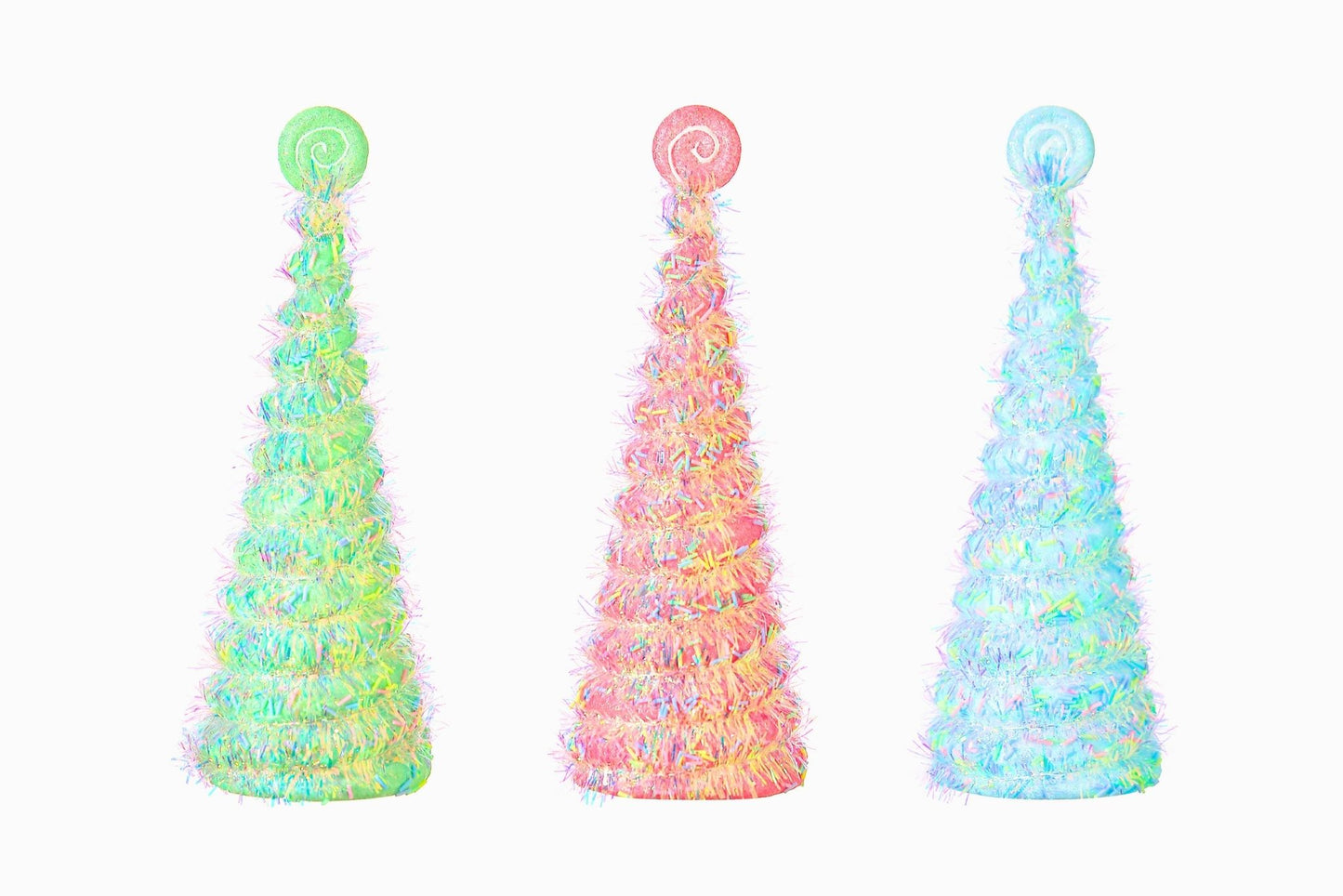 Xmas Tinsel Tree w/Lollipop Top 30x10cm 3 Asstd
