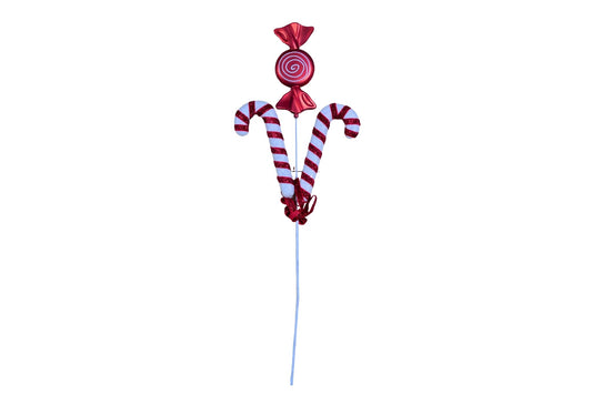 Xmas Deocration Pick Candy Cane 3 Head 22x63cm
