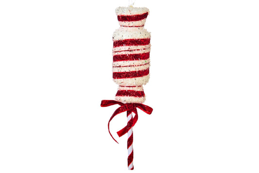 Xmas Tinsel Candy Pop w/Bow 6x27cm