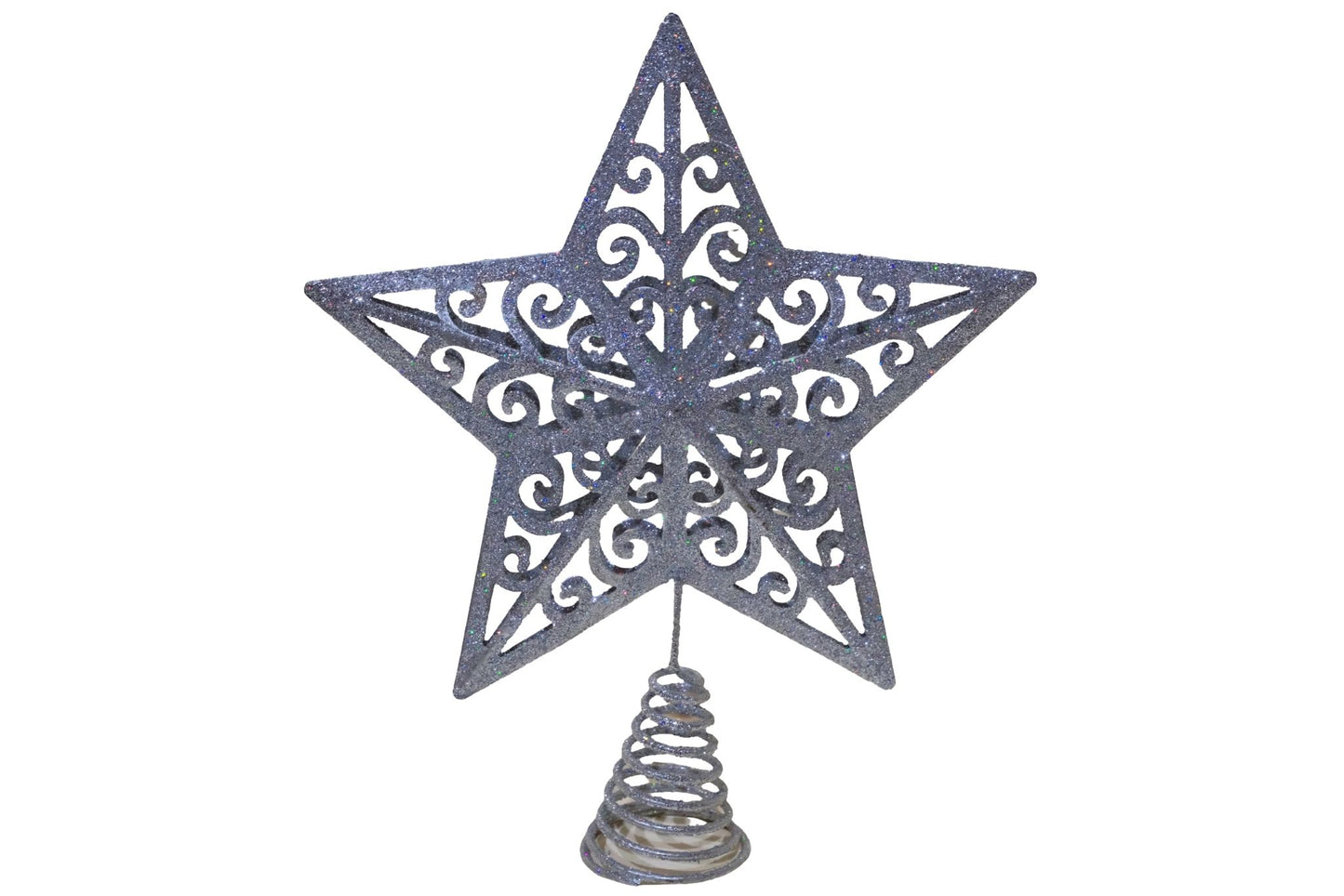 Xmas Star Tree Topper Silver 25x30cm Window Box