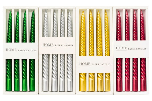 Xmas Candles Pk4 4 Asstd 25x2cm
