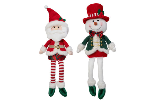 Sitting/Standing Santa/Snowman Dangling Legs 51cm 2 Asstd