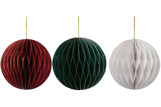Paper Honeycomb Hanging Ornament Gold-Trimmed Edges 110gsm H20cm 3 Asstd