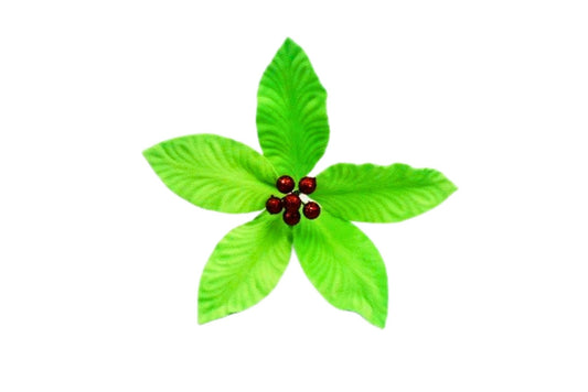 Green Poinsettia w/Red Berries Pick 27cm