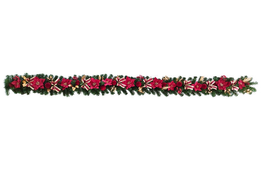 Green PVC Garland w/Red/Gold Decoration 180cm