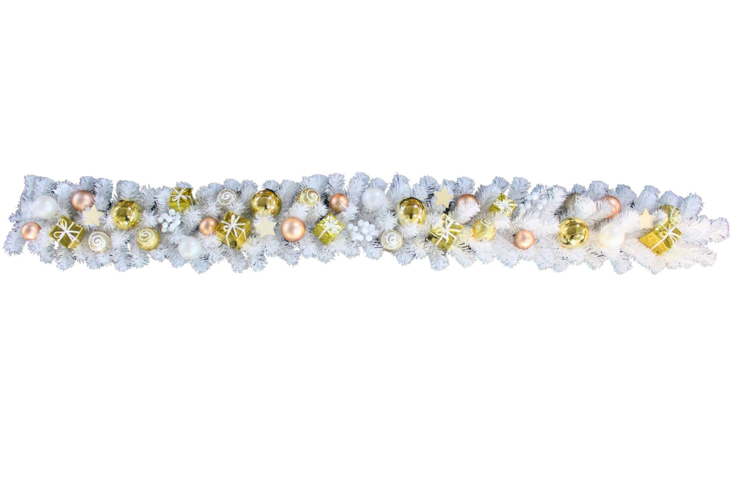 White PVC Garland w/Gold/Rose Gold/White Decoration 180cm