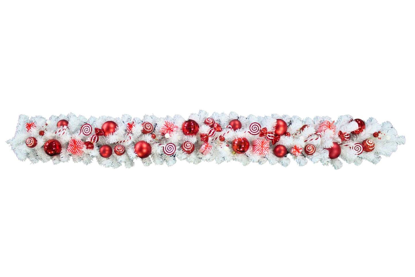 White PVC Garland w/Red/White Decoration 180cm