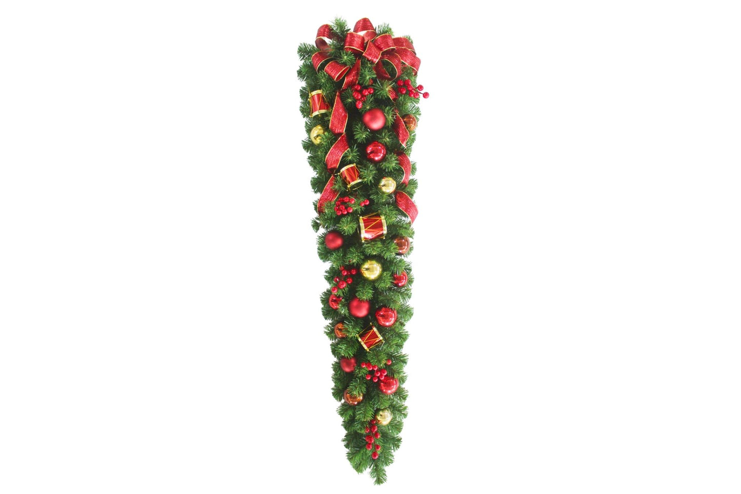 Christmas Teardrop Swag w/Red/Gold Decoration 120cm