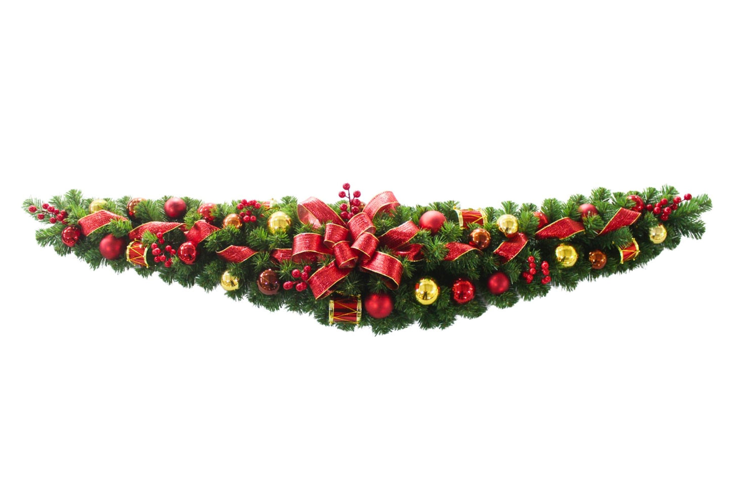 Decorated Christmas Garland w/Red/Gold Decoration 150cm