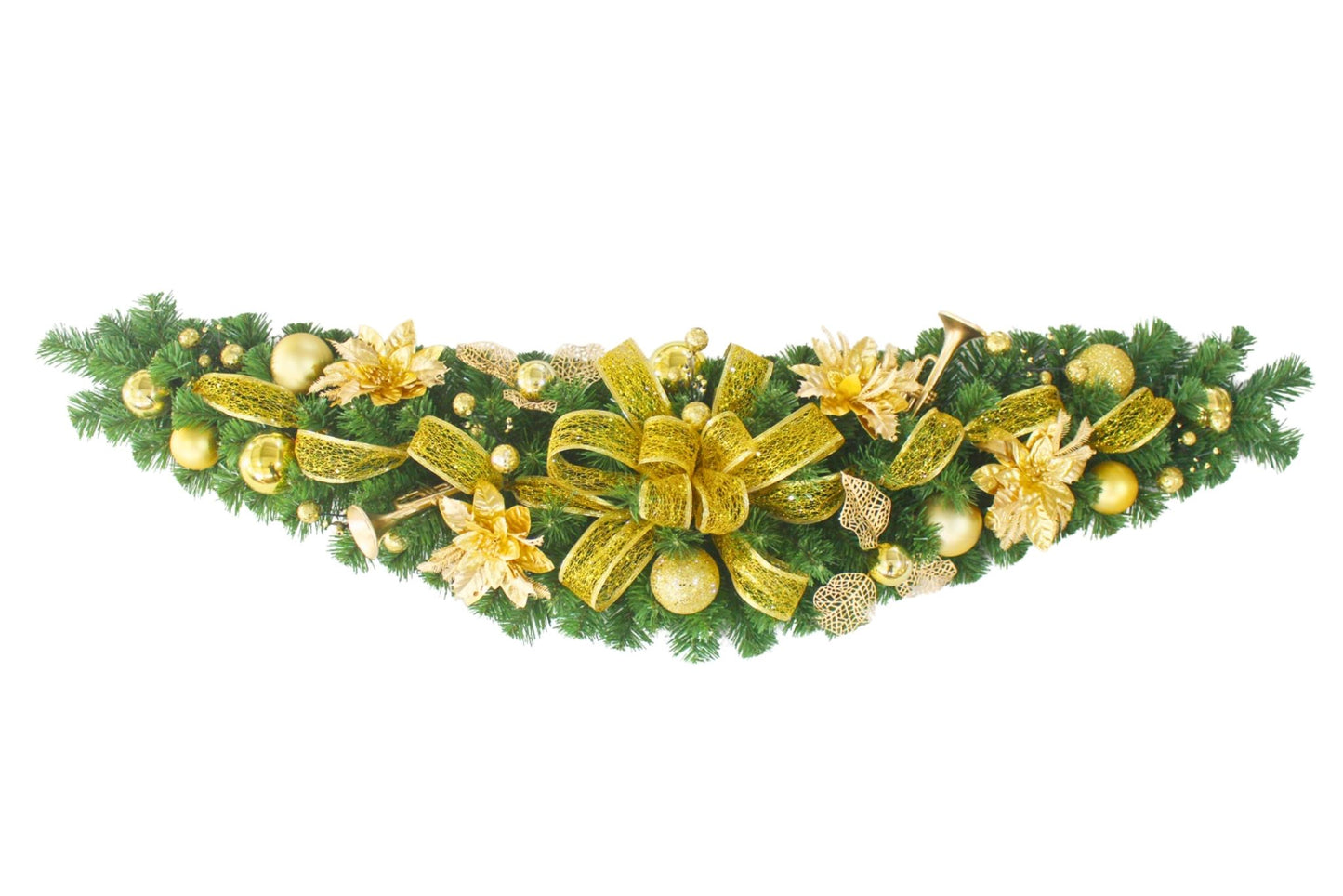 Decorated Christmas Garland w/Gold Decoration 120cm