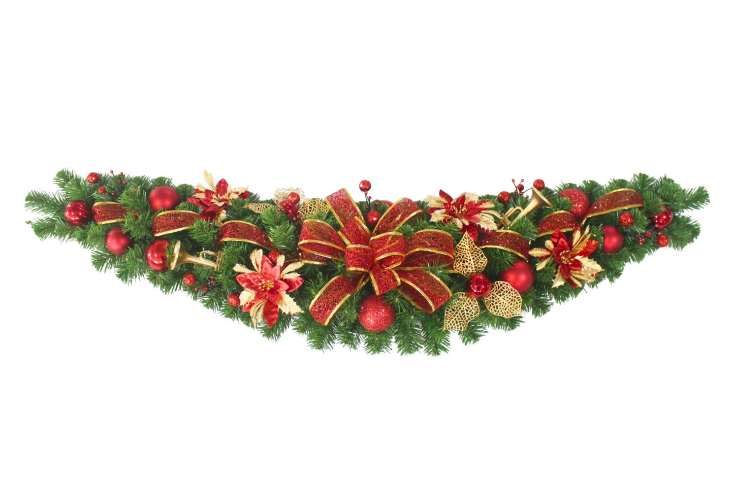 Decorated Christmas Garland w/Bows & Baubles 120cm