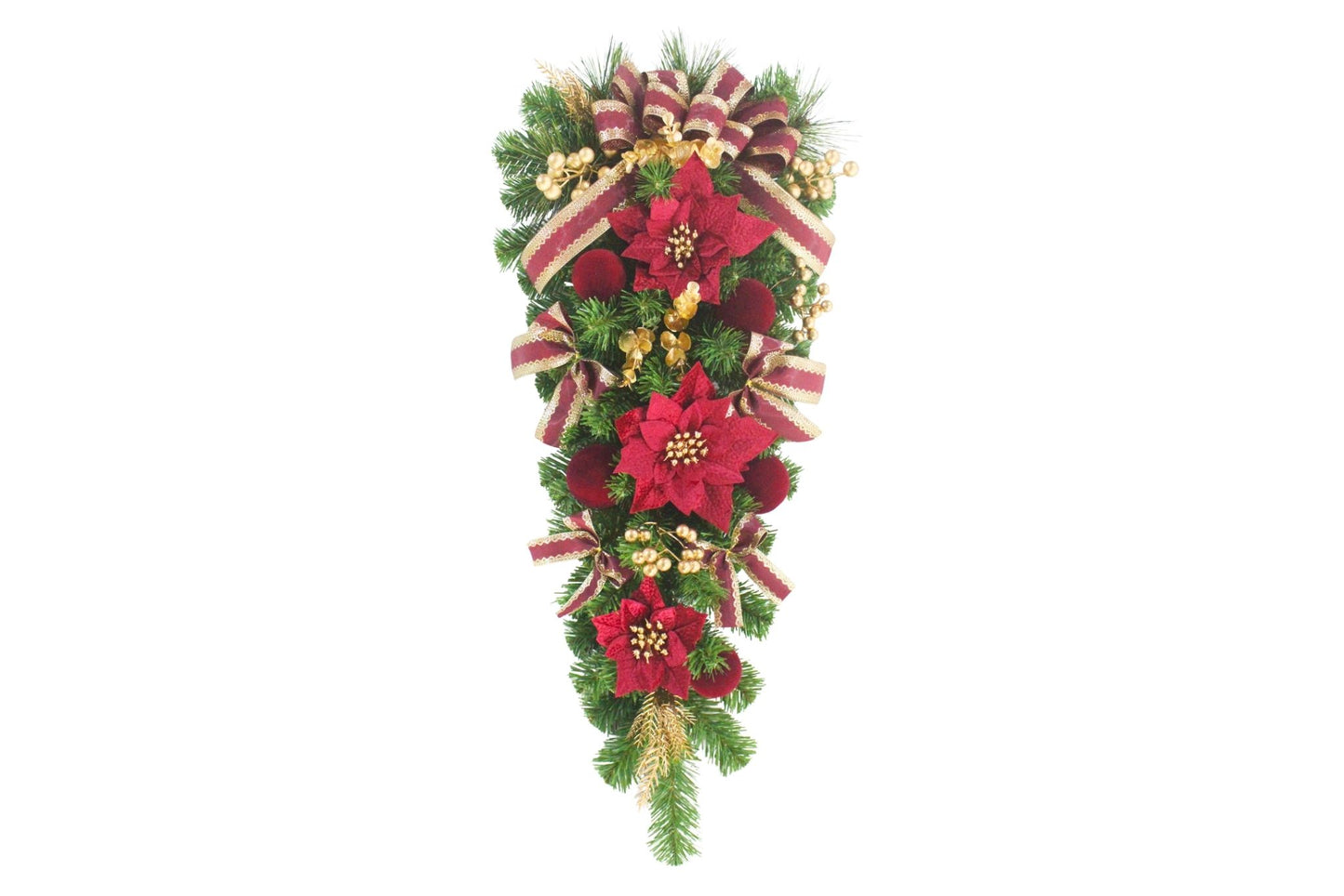 Decorated Christmas Swag w/Flowers & Bows 75cm