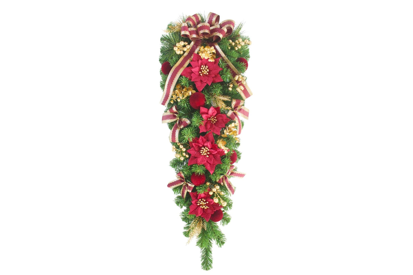 Decorated Christmas Swag w/Flowers & Bows 90cm